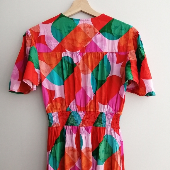 Anthropolgie Abel The Label Asymmetrical Geometic Colourful Midi Dress Small - Picture 11 of 17